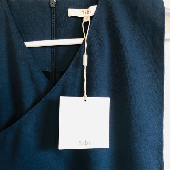 TIBI Navy Chalky Drape Wrap Top - 00 - NWT - Picture 6 of 9